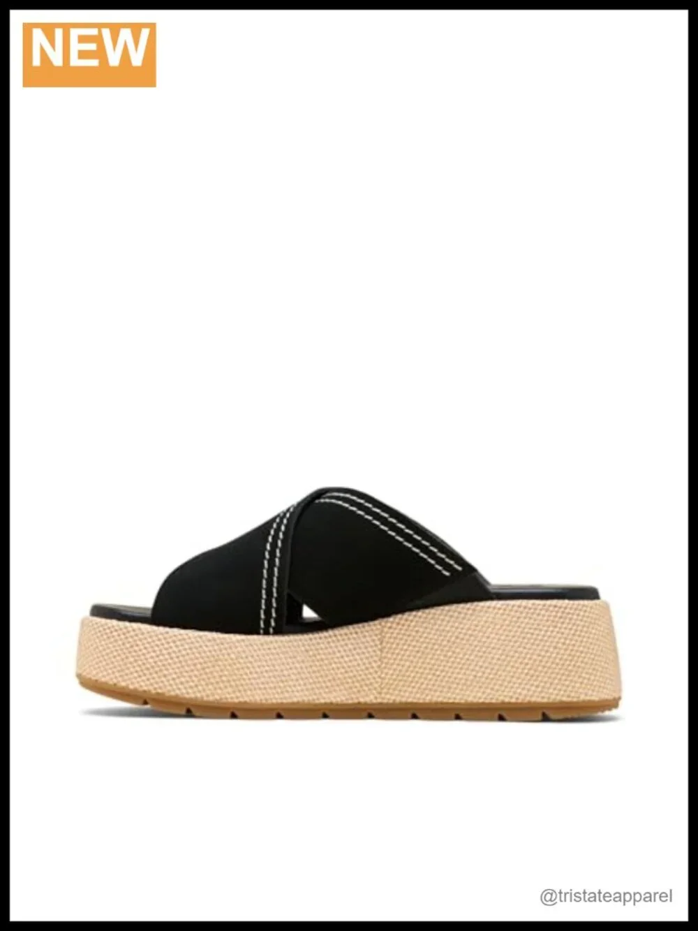 Suede Platform Slide Sandals Cushioned EVA Footbed Raffia Wrapped Casual